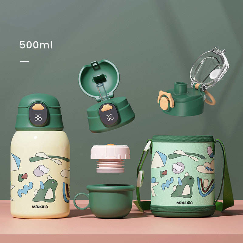 Children's Insulated Stainless Steel Water Cup with Bouncing Lid - 500-600ML