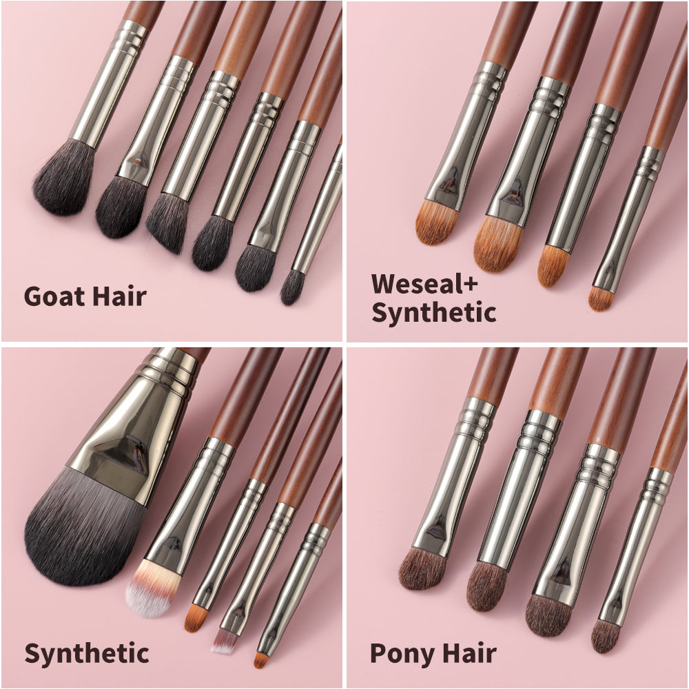 Natural Makeup Brush Set with Goat Hair - 22/24 Pieces for Face & Eyes