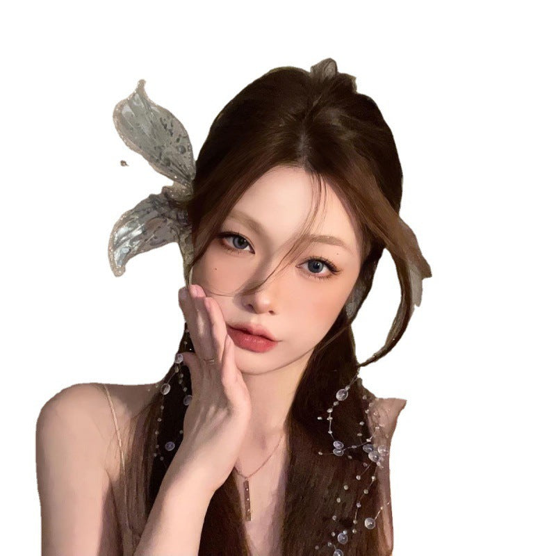 Bridal Crystal Butterfly Headpiece with Tassel