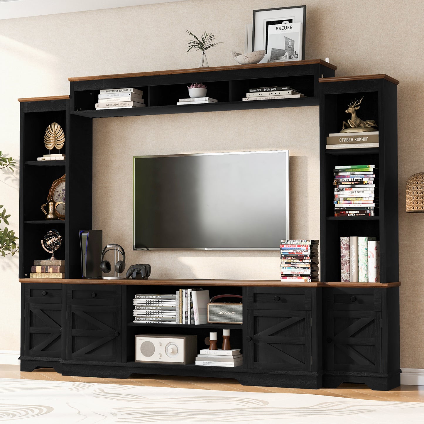Modern 98.8" Wall Unit Entertainment Center for TVs up to 80"
