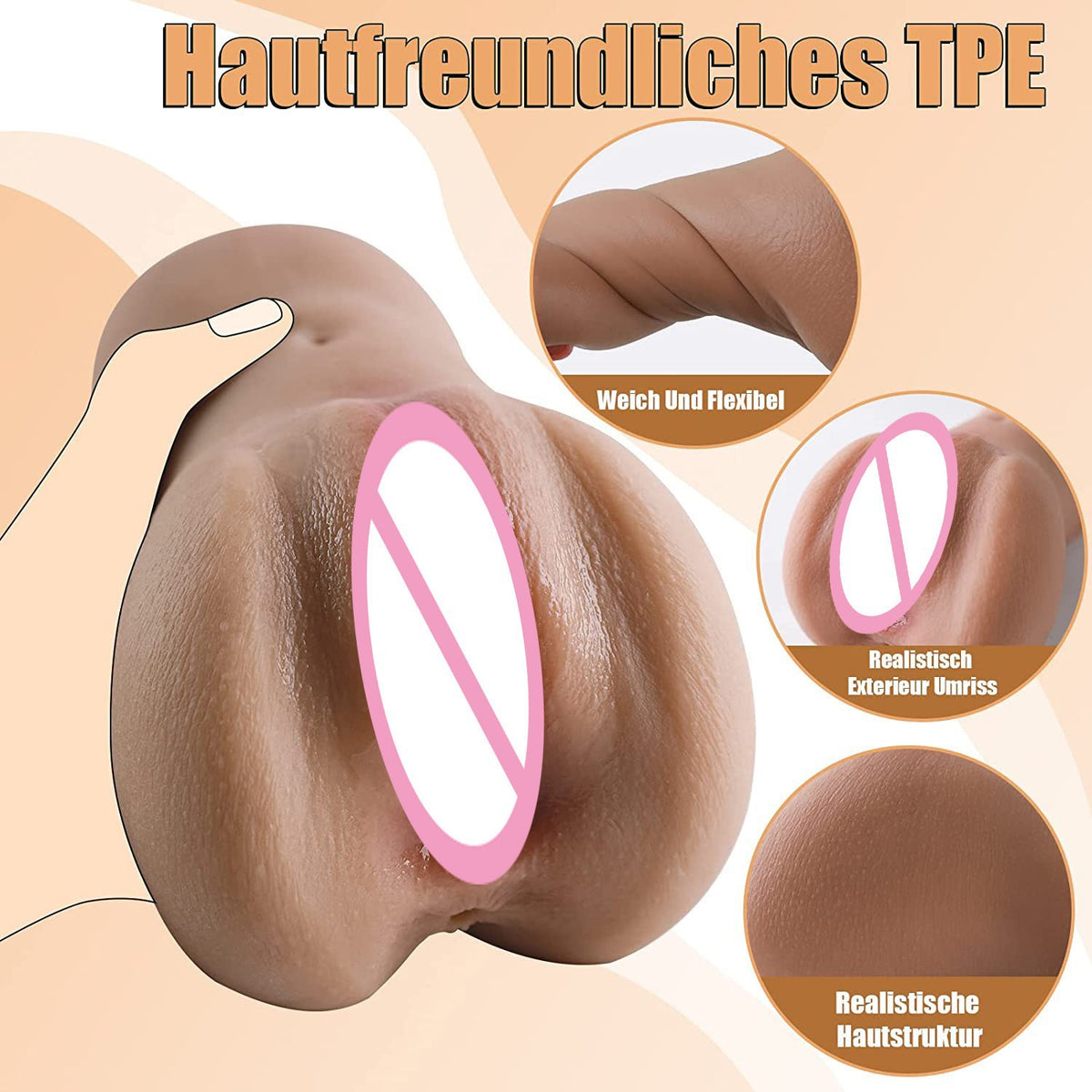 Men's Silicone Anal and Vaginal Massager - TPE, Manual Control