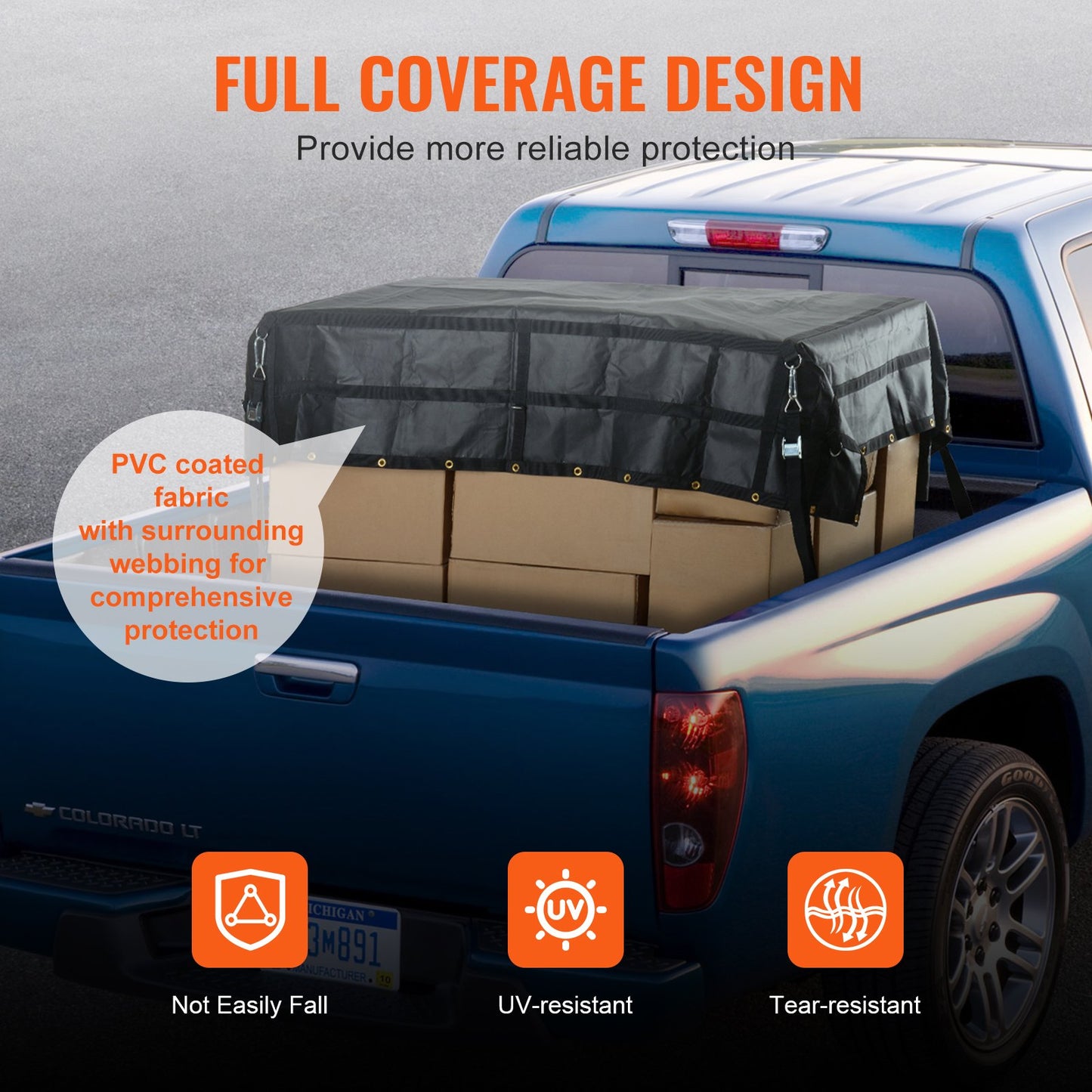 Heavy Duty Cargo Net 96x81 Inches with Adjustable Buckles & S-Hooks - Weatherproof Load-Bearing to 700 lbs