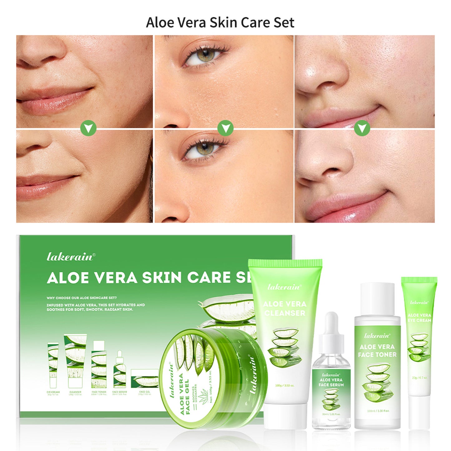Aloe Vera Skincare Set - Facial Toner and Lotion for Healthy Skin