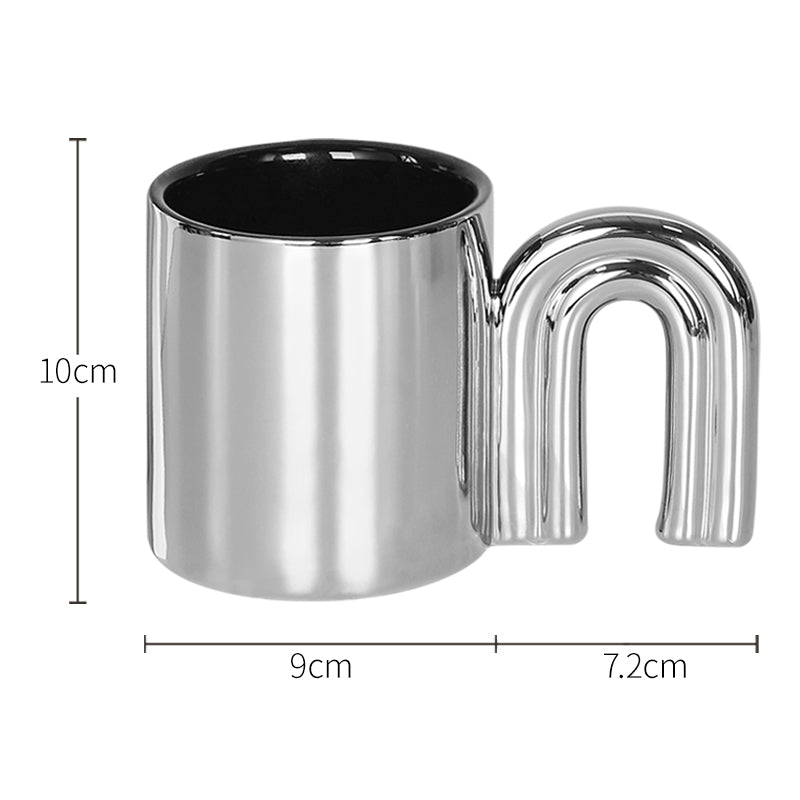 Ceramic Mug with Silver Plating and Nordic Style Handle - 210ML Drinkware