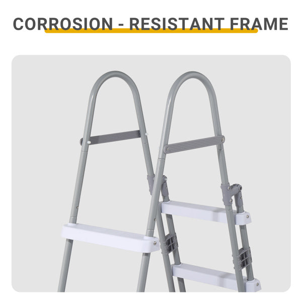 52-Inch Pool Ladder with 4 Steps, Iron Grey Frame and White Safety Steps