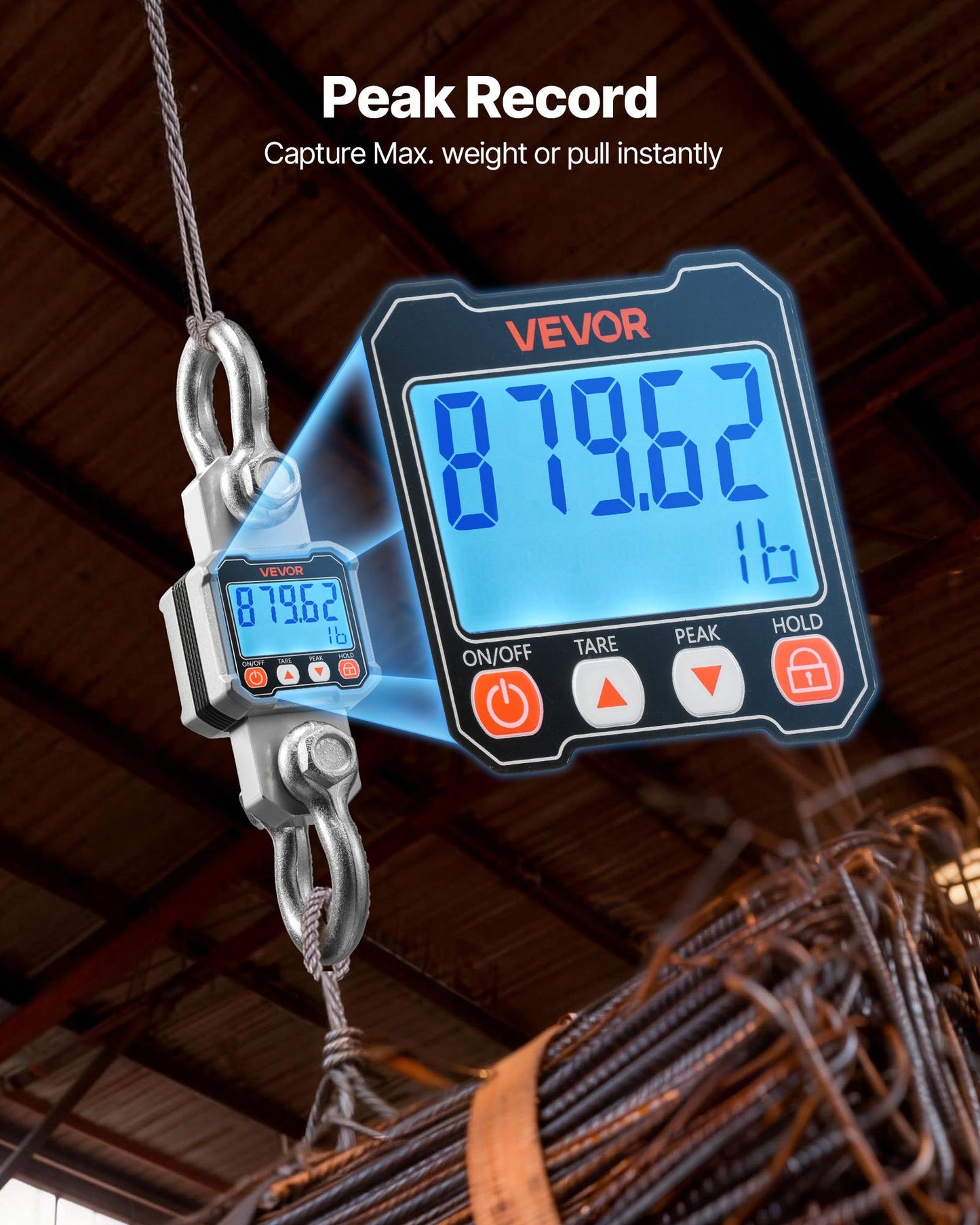 Heavy Duty Digital Crane Scale 6600 lbs/3000 kg with Remote, LCD Display, Aluminum Body