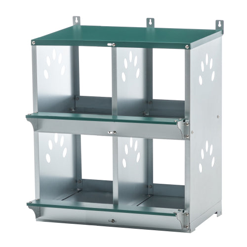 4 Compartment Metal Chicken Nesting Box Wall Mount Egg Laying Box for Poultry - Green