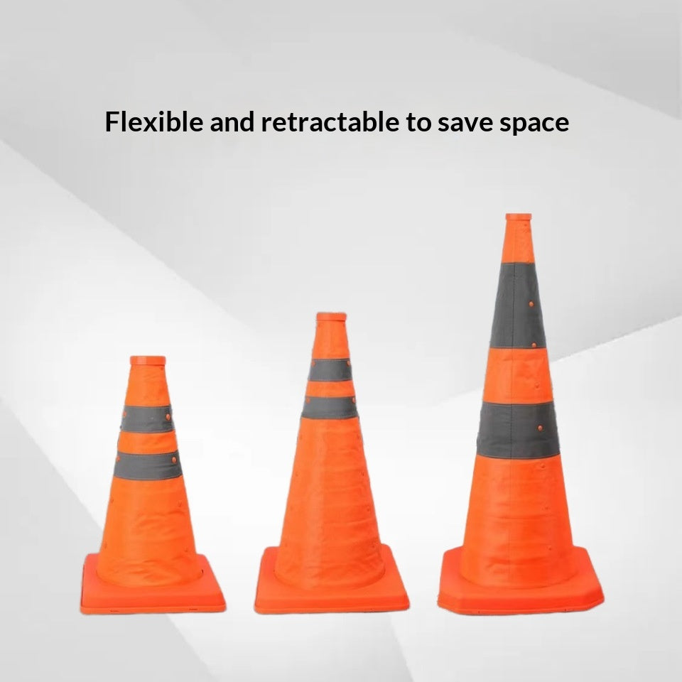 Retractable Traffic Cone Set with Lights & Chain for Road Safety