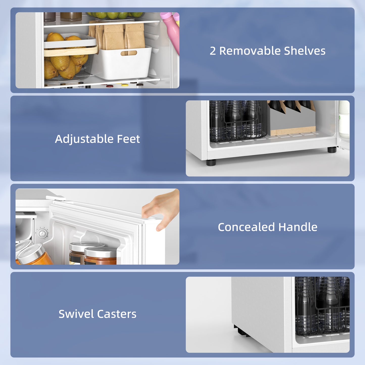 4.5 Cu.Ft Mini Fridge with Freezer, Reversible Door, Wheels, White