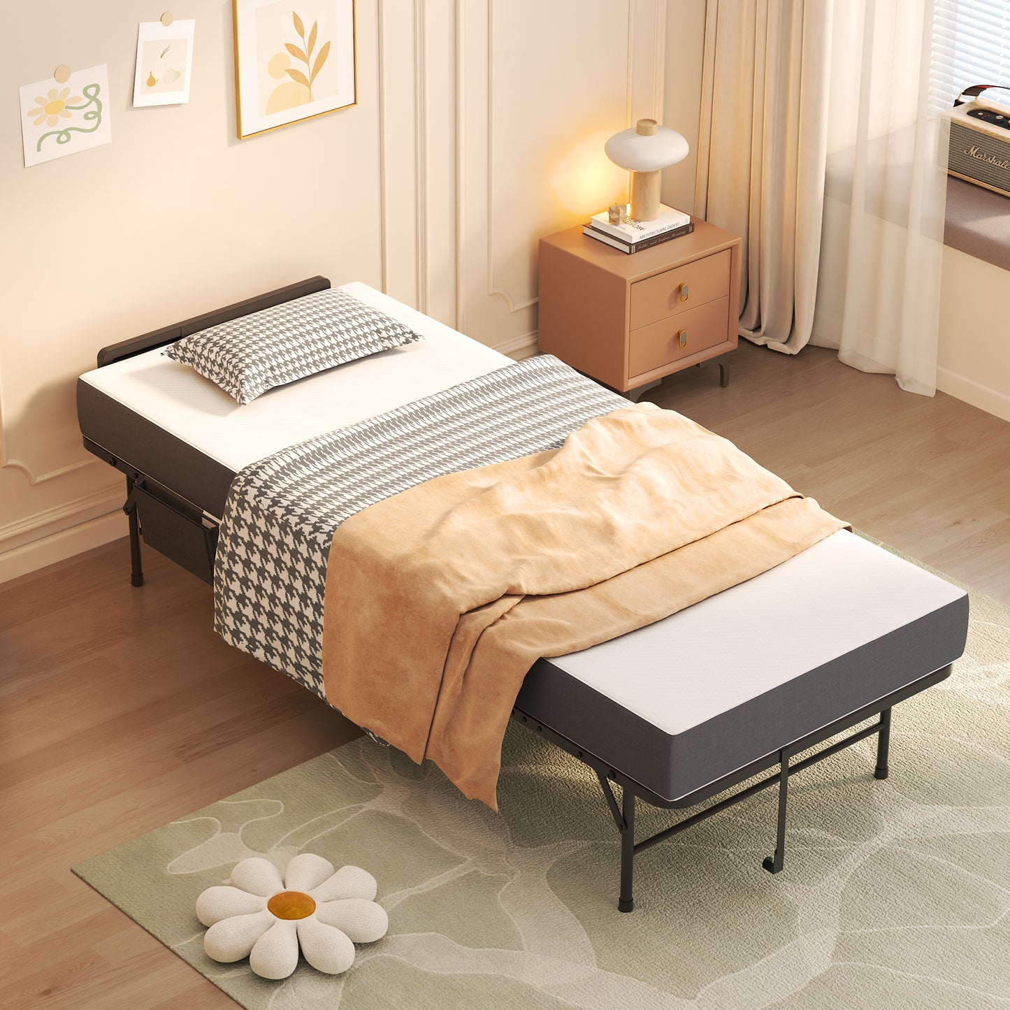 75 Folding Bed With Adjustable Headboard & 5 Memory Foam, Space