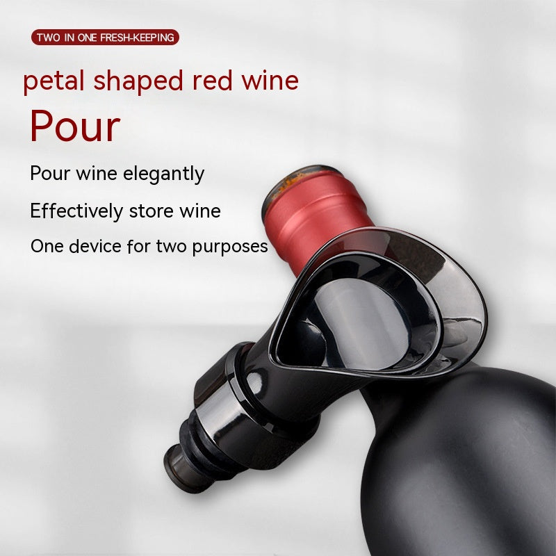 Petal Style Wine Vacuum Preserver Stopper - Black