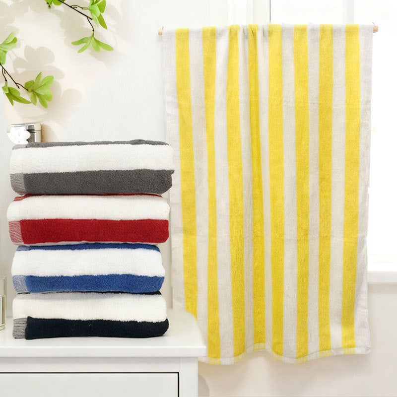 Extra Large Cotton Beach Towel with Striped Pattern - 70x150cm, Multiple Colors