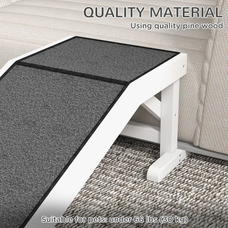 Pet Ramp for Dogs & Cats with Non-Slip Carpet - White, Heavy Duty Wooden Pet Step