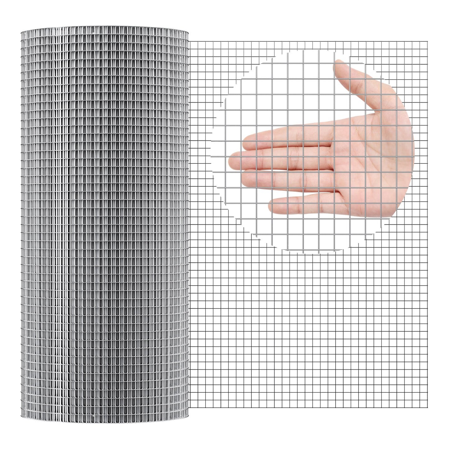 Galvanized Wire Mesh Roll 24in x 100ft 1/2 Inch Hole for Garden & Small Animal Fencing