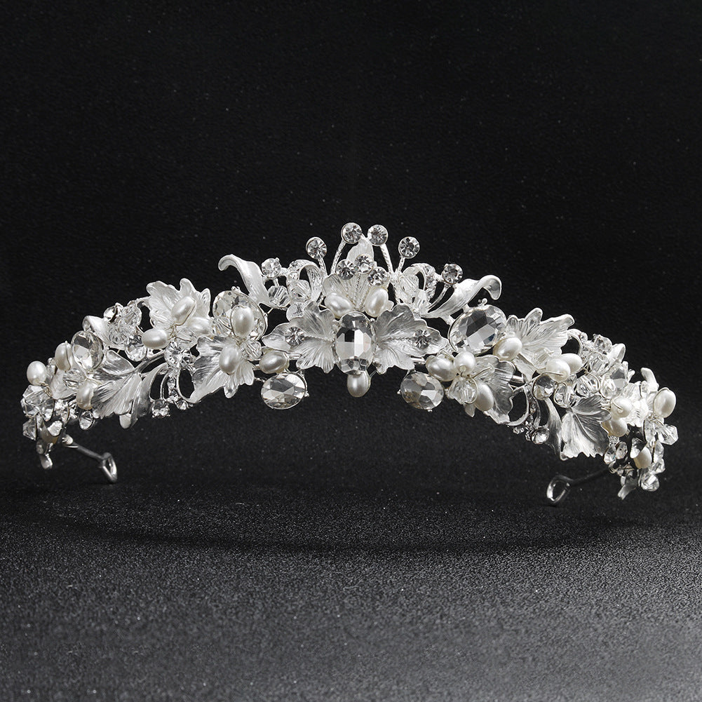 Bridal Flower Crown Headband with Baroque Flowers - Gold & Silver