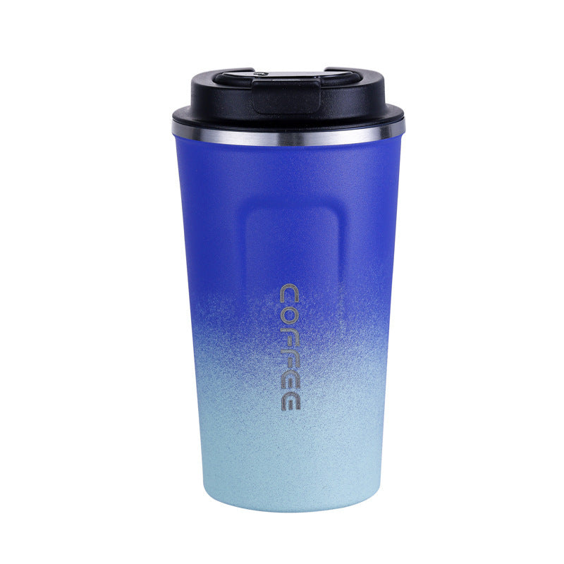 Stainless Steel Double-Layer Vacuum Coffee Cup with Straw - Outdoor & Travel