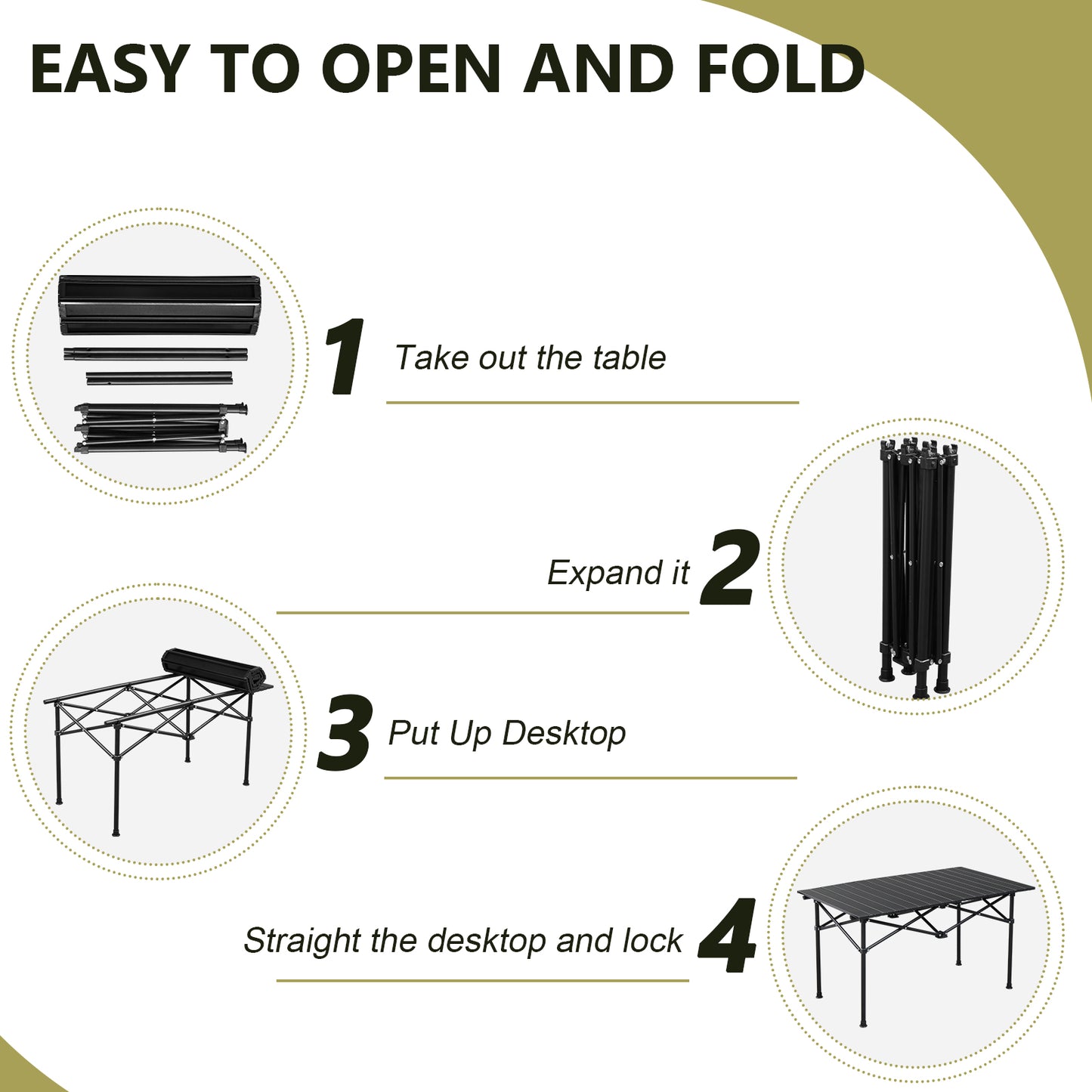 120cm Portable Carbon Steel Camping Table Outdoor Folding Ultralight