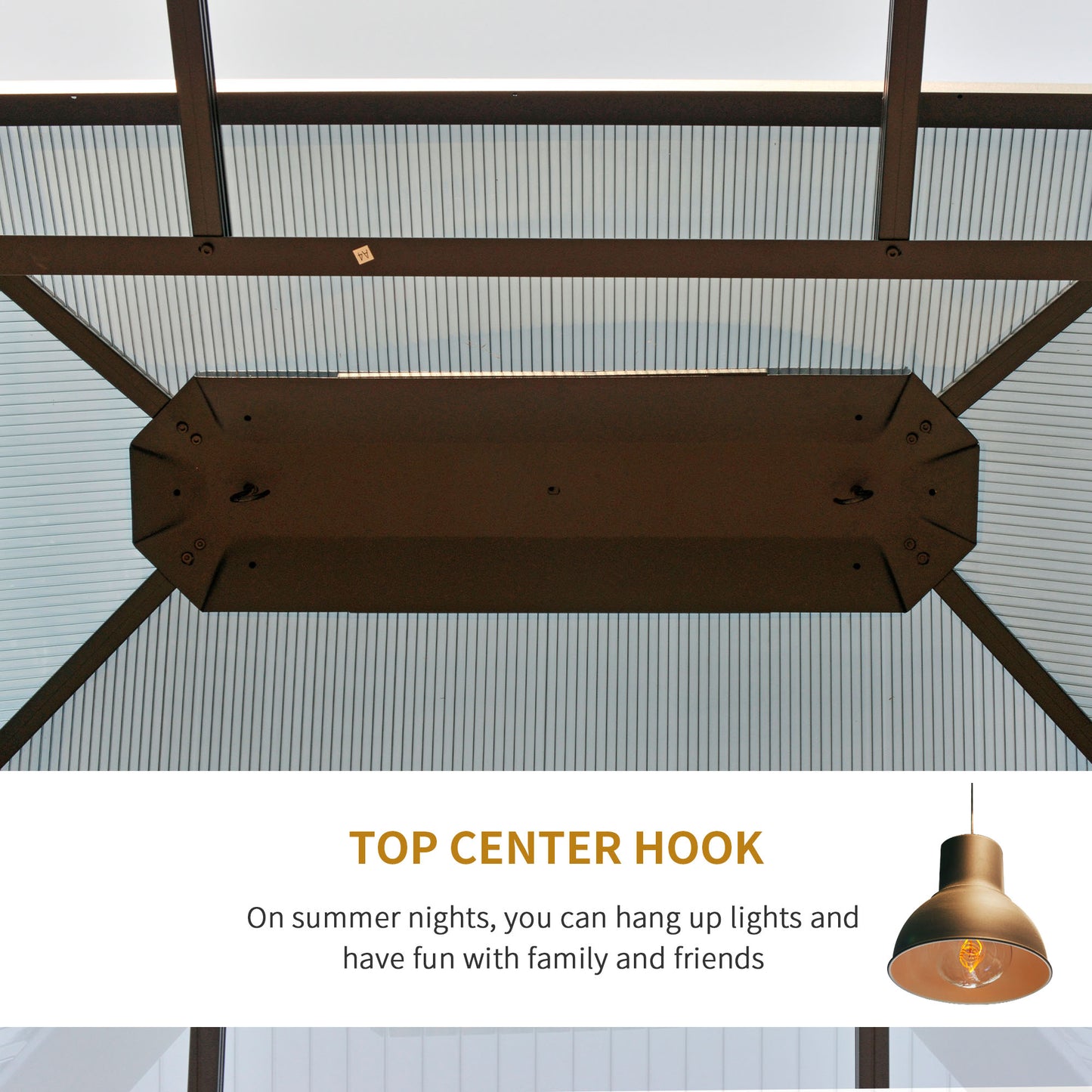 10x12 Hardtop Gazebo Canopy with Polycarbonate Roof - Light Gray