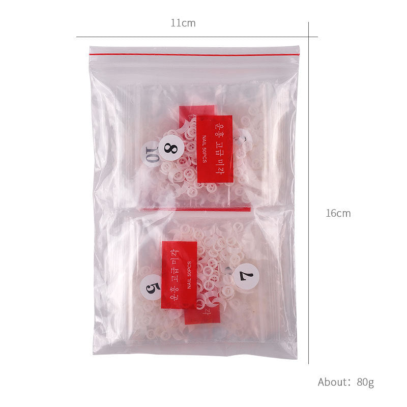 500 Acrylic Nail Tips - 10 Sizes, Crescent Edge