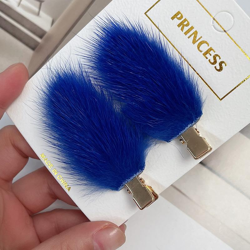 Women's Mink Hair Seamless Plush Hairpin - Retro Japanese Korean Style