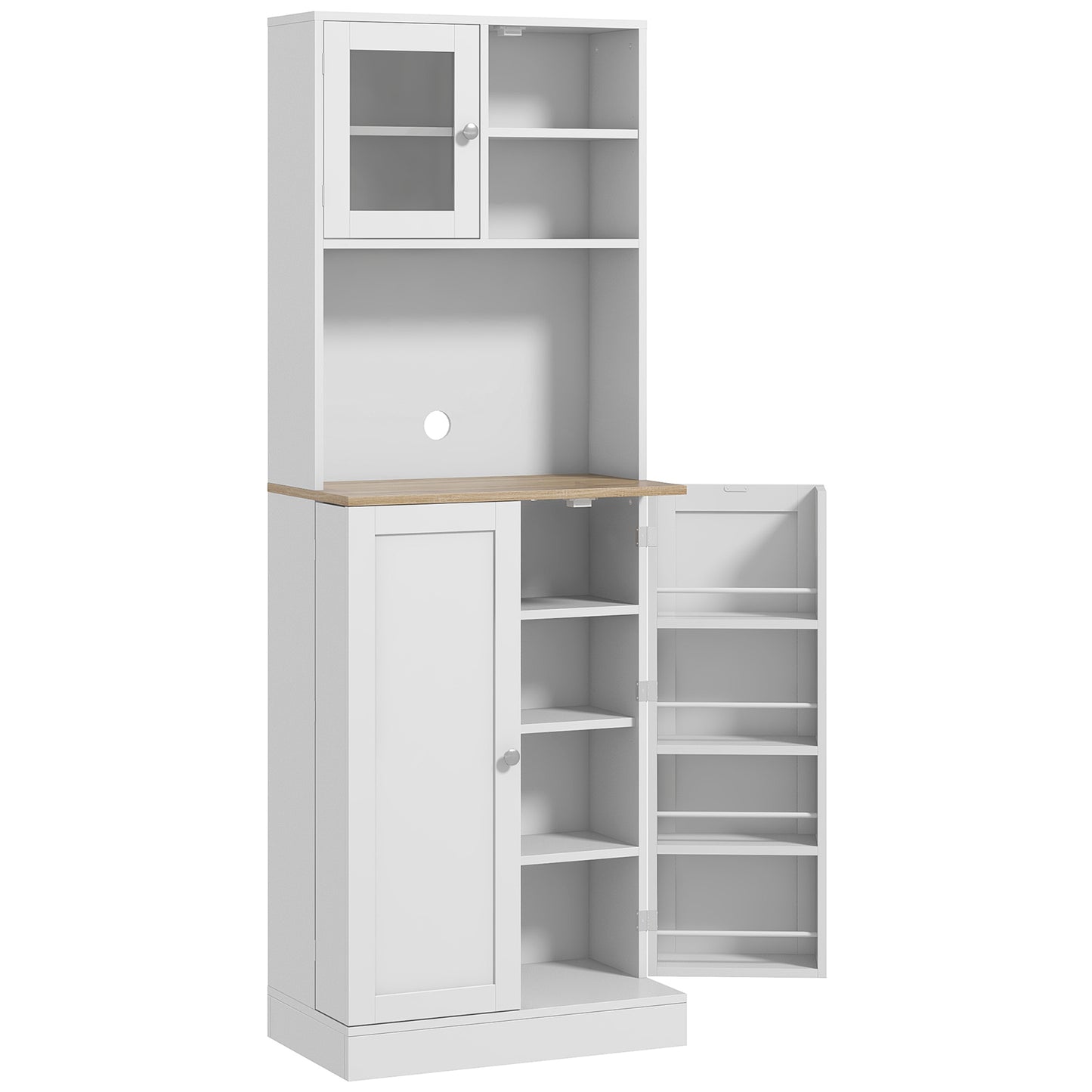 66.5" Tall Kitchen Pantry Cabinet with Adjustable Shelves - White