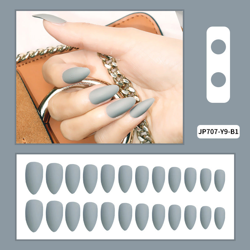Women’s Solid Color Frosted Matte False Nails with Starry Sky Design