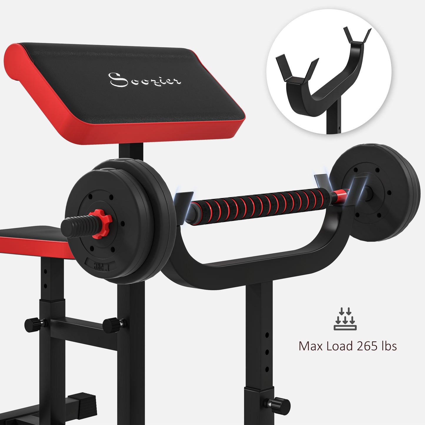 Adjustable Preacher Curl Bench for Strength Training - Black