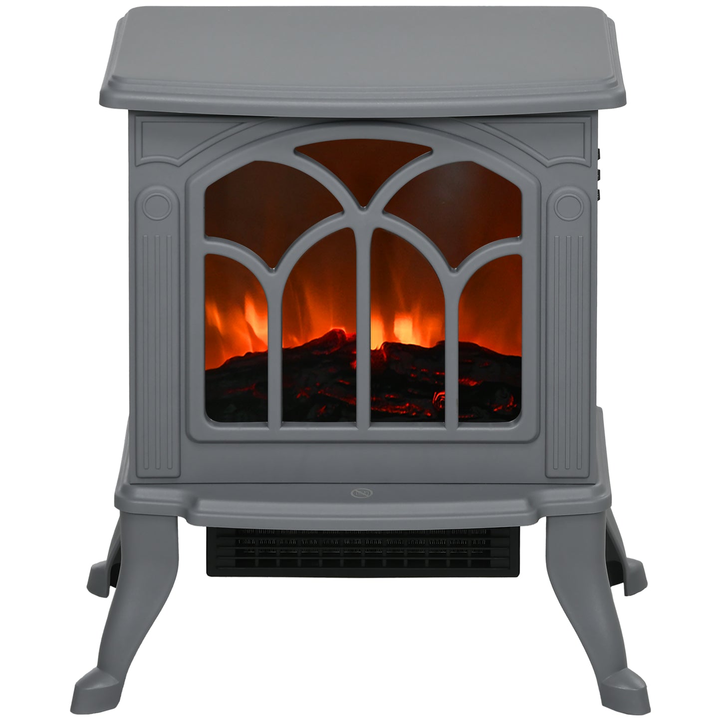 Electric Fireplace Heater Freestanding Stove with Realistic Logs Flame Effect Gray 750W/1500W