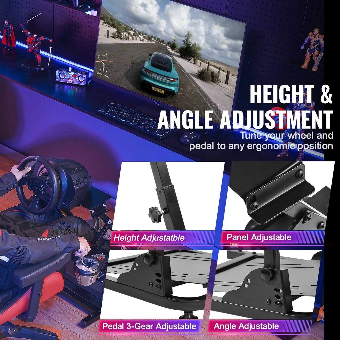 Racing Simulator Steering Wheel Stand for Gaming Setup