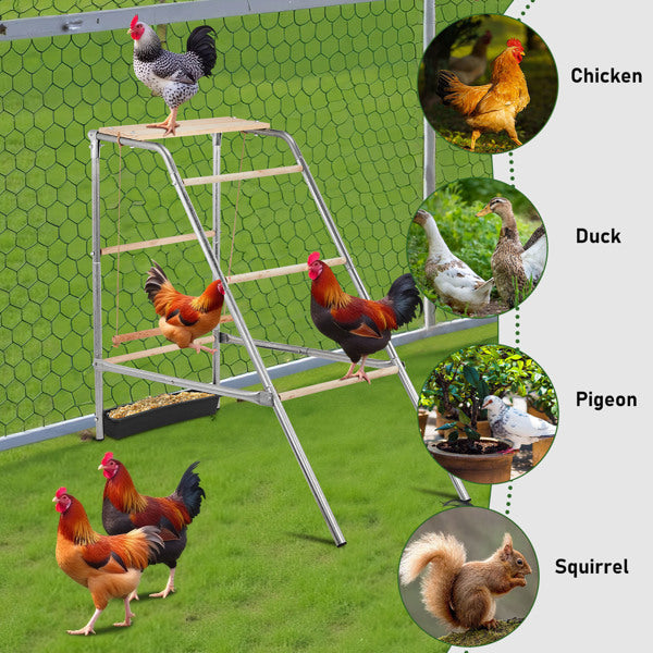 Outdoor Chicken Perch 103x50x100cm with 4 Levels - Durable Metal & Wood