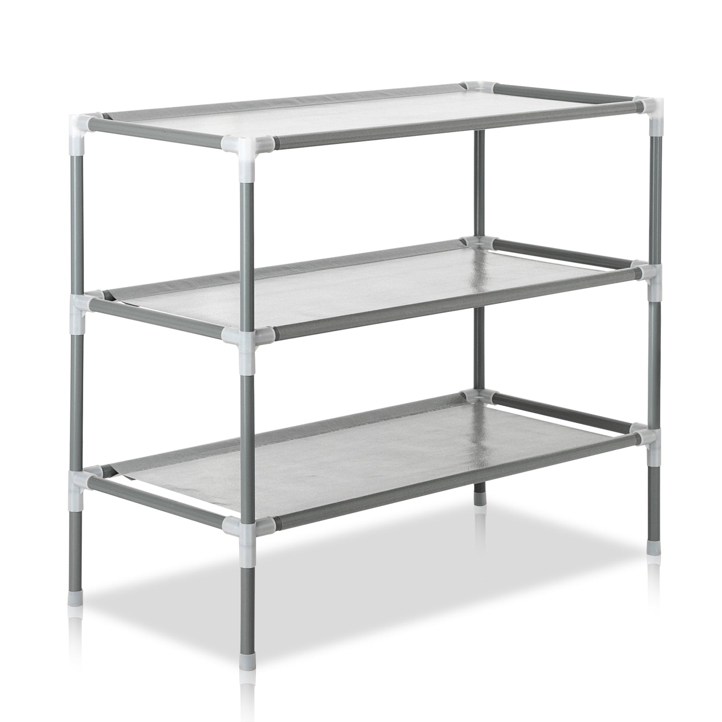 3-Tier Stackable Shoe Rack - Non-Woven Fabric & Steel - Gray