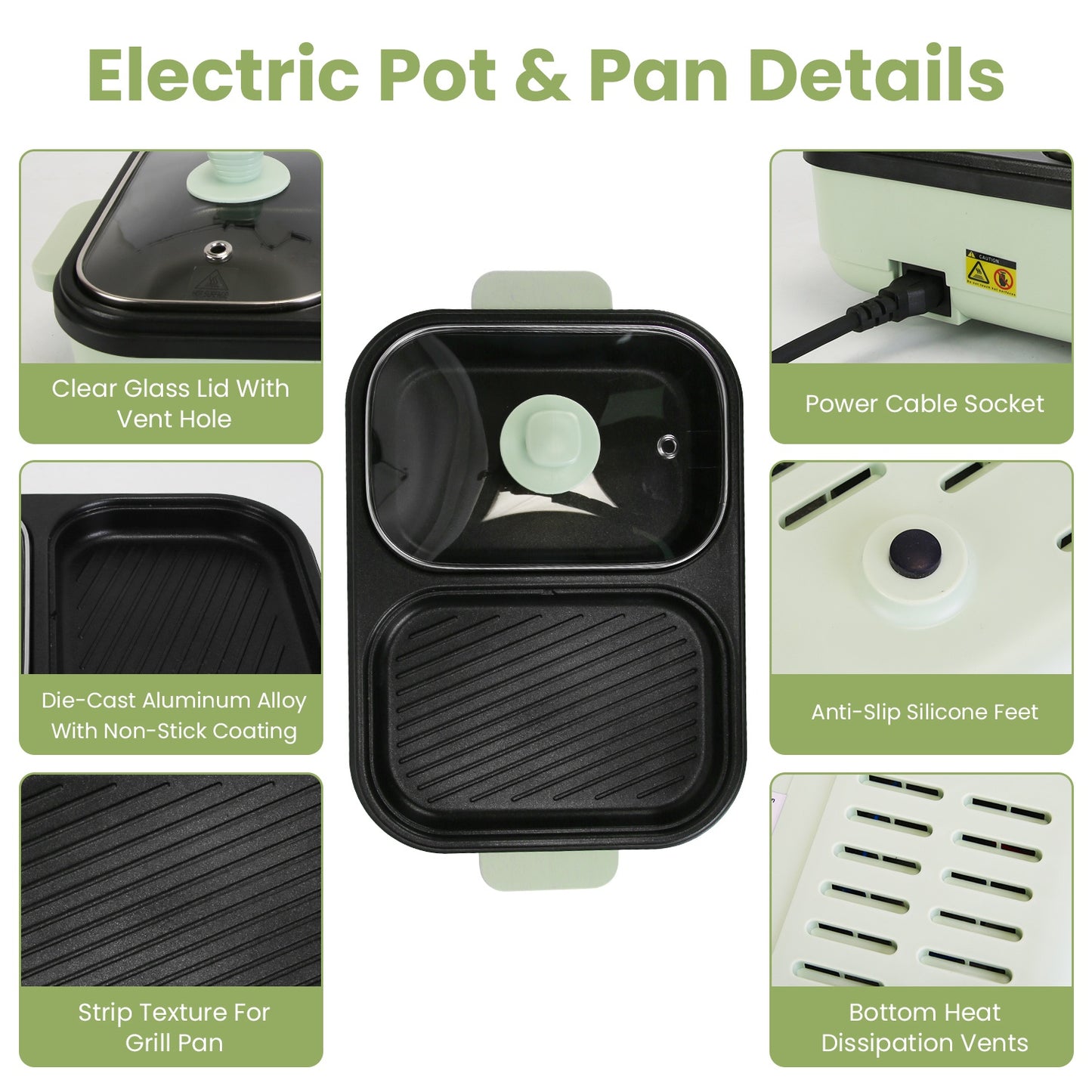 2-in-1 Electric Hot Pot & Grill - Portable Non-Stick Cooker
