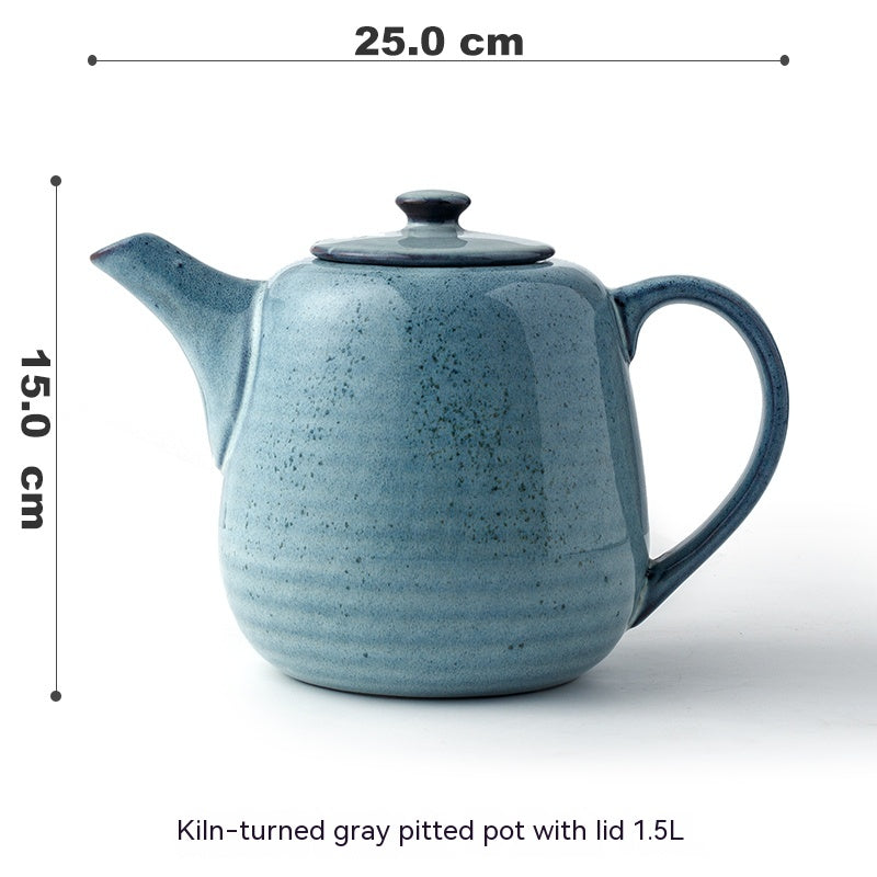 Vintage Ceramic Mug and Kiln Baked Kettle Set - Hand-Painted Porcelain