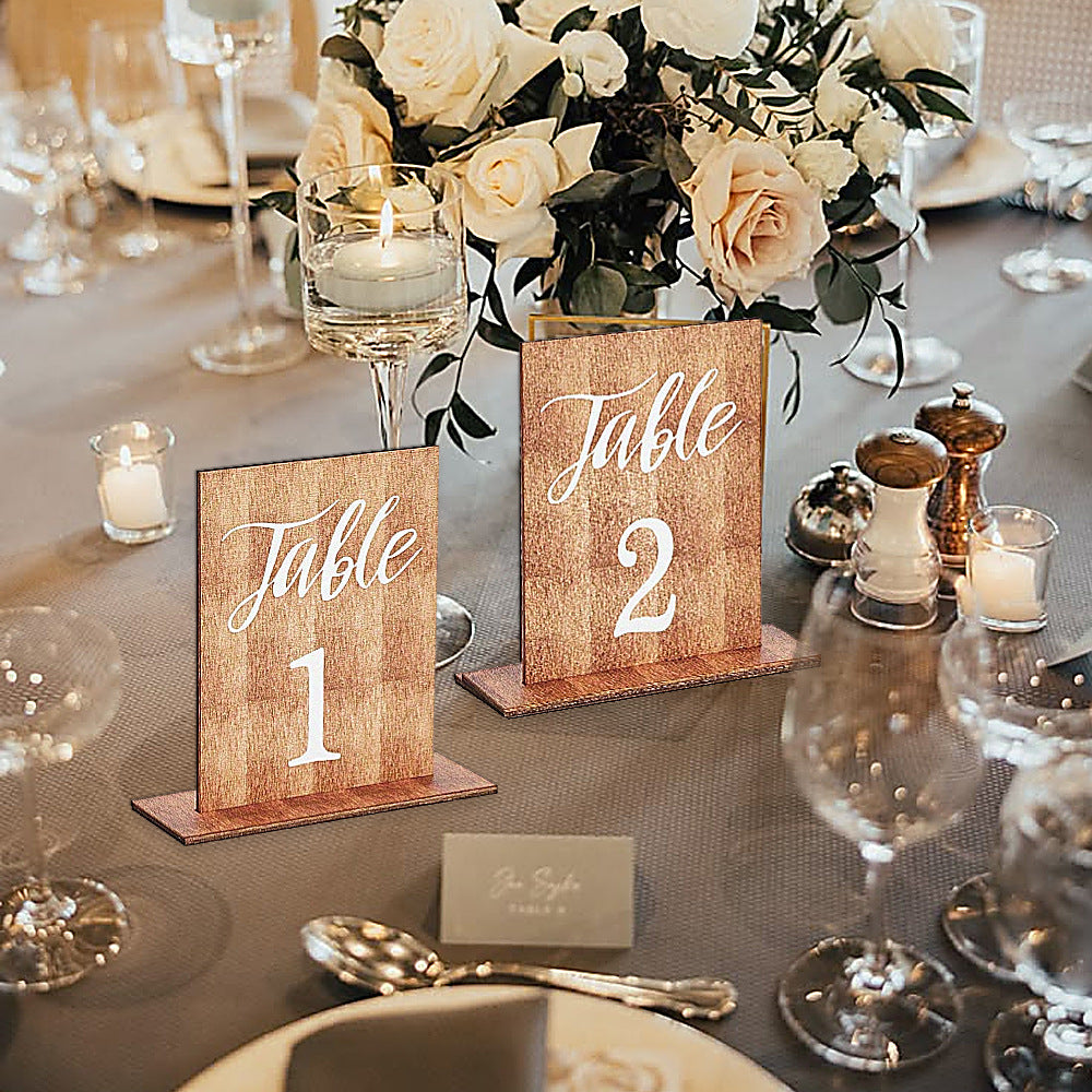 Wooden Table Number Plate Set - Creative Decor for Events & Parties