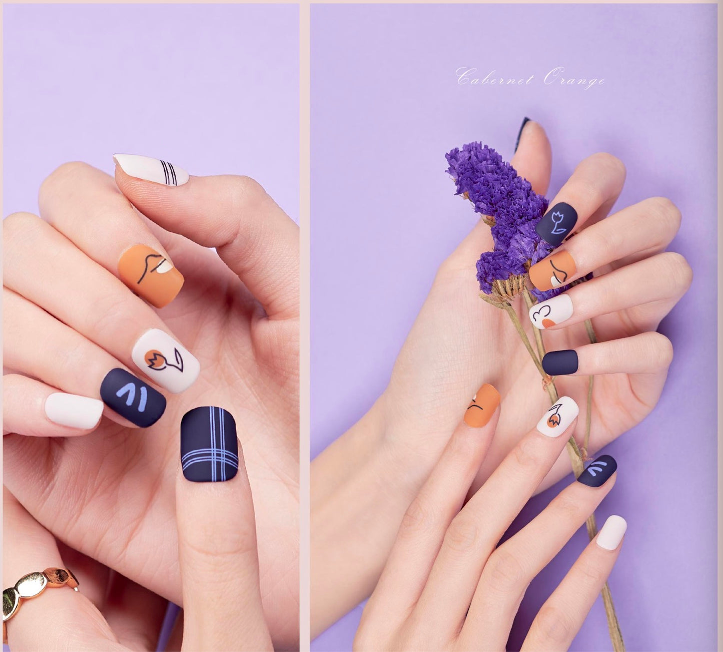 Abstract Line Art Press-on Nails - 10 Piece Minimalist Set
