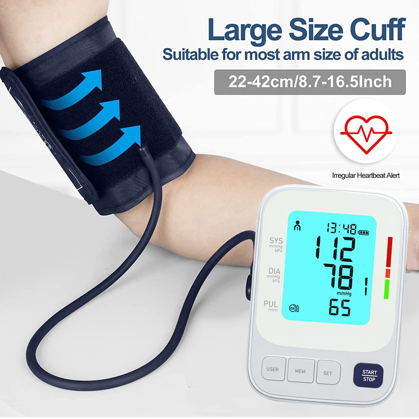 Blood Pressure Gauge LCD Display Smart Storage Portable Accurate Arm