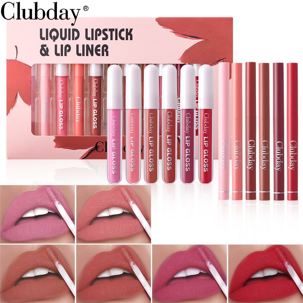 Velvet Matte Lip Glaze and Lip Liner Pen Set - 12 Piece Makeup Collection