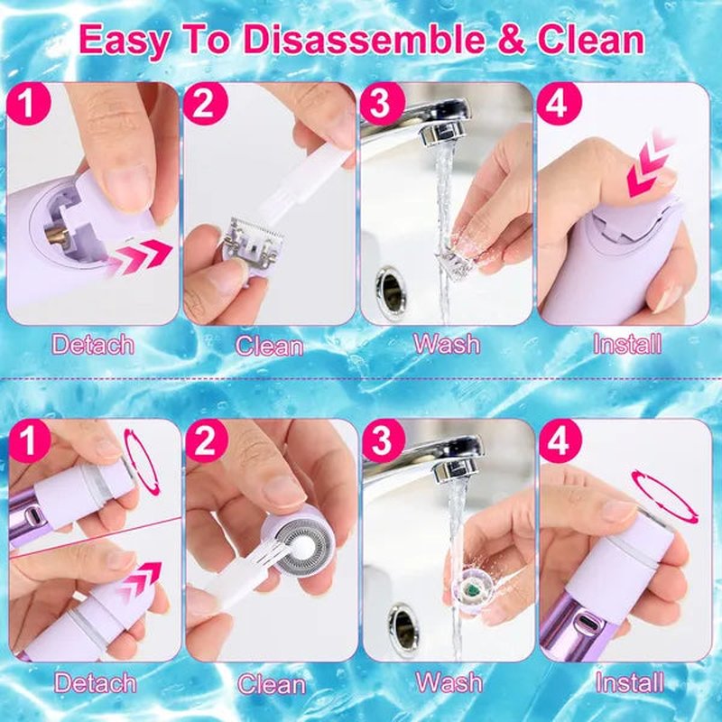 Dual-Head Women's Body Trimmer, IPX5 Waterproof Cordless Hair Removal - Purple