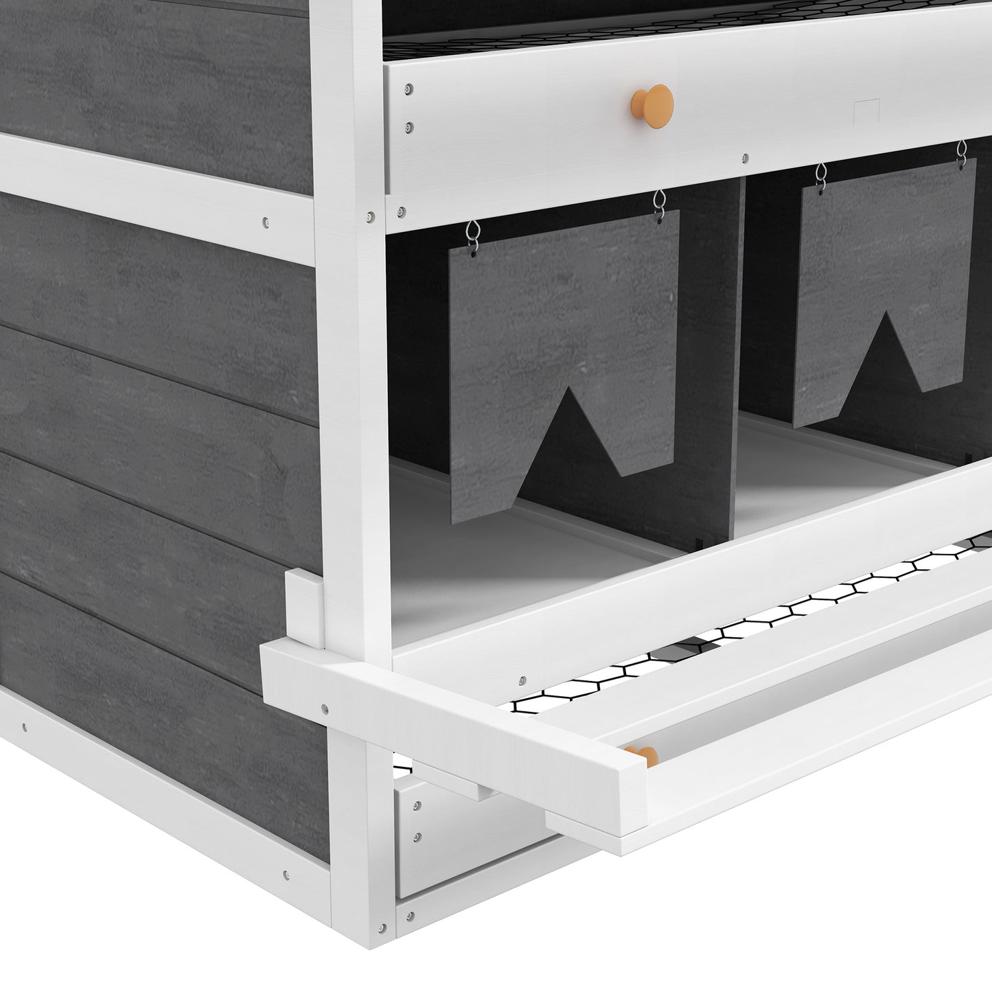 Wooden Chicken Nesting Box with 8 Compartments, Egg Collection Trays & Perches for 16-32 Hens