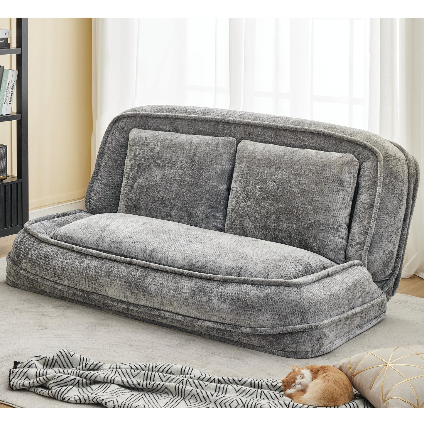 Extra Large Chenille Loveseat Sofa - Light Gray, 2-in-1 Dog Bed