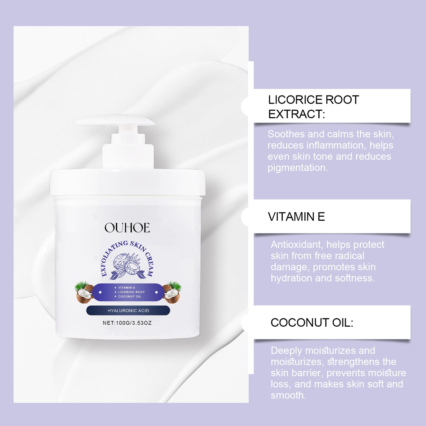 Coconut Oil Body Moisturizer with Hyaluronic Acid for Firming Skin