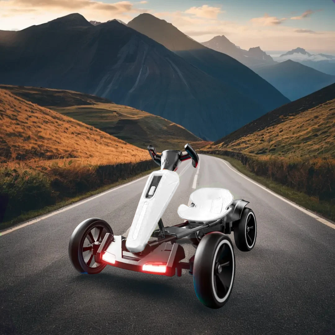 12V Electric Kids Pedal Go Kart with Adjustable Seat - White