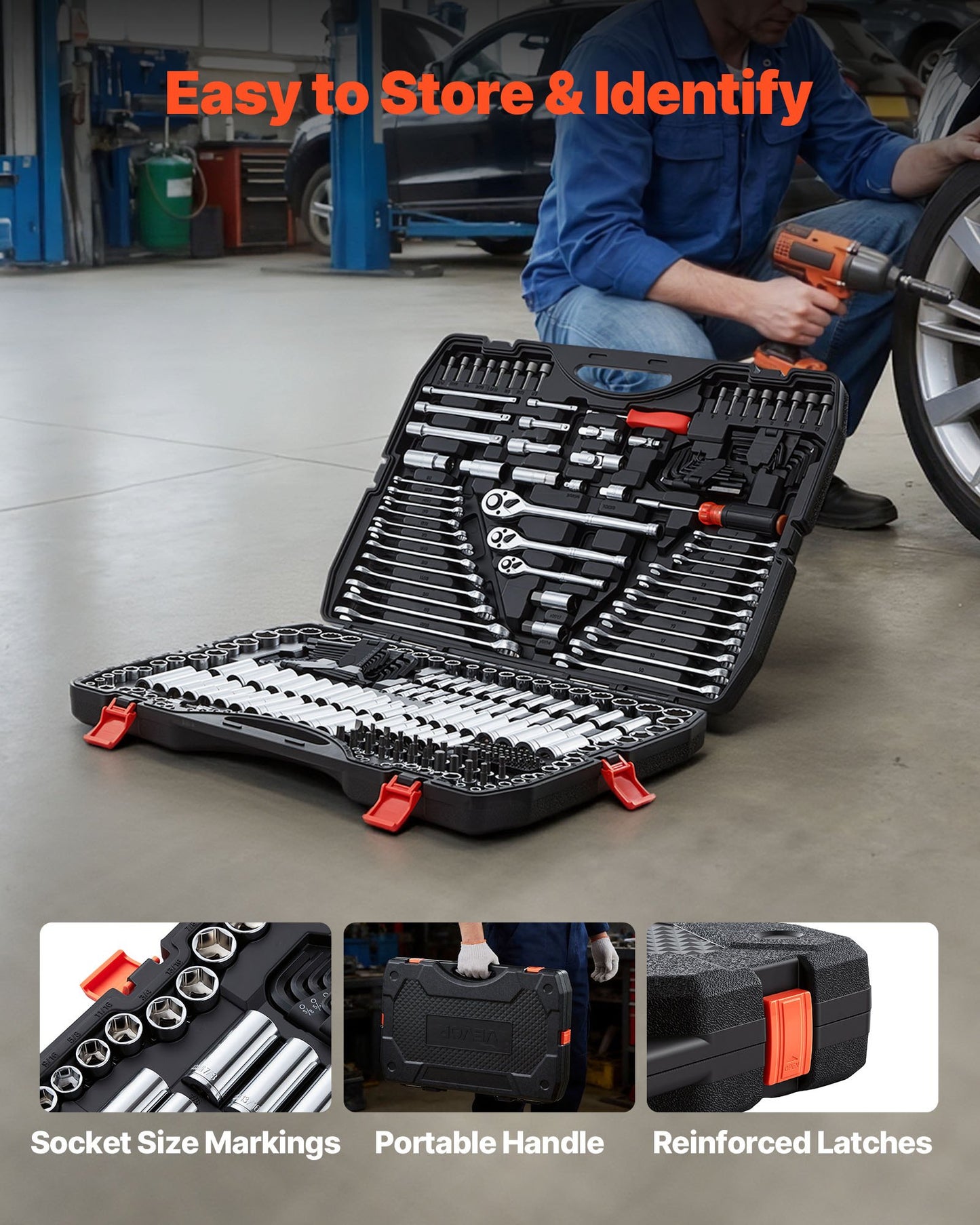 308-Piece Mechanics Tool Set with Storage Case - SAE & Metric Socket Wrenches and Bits