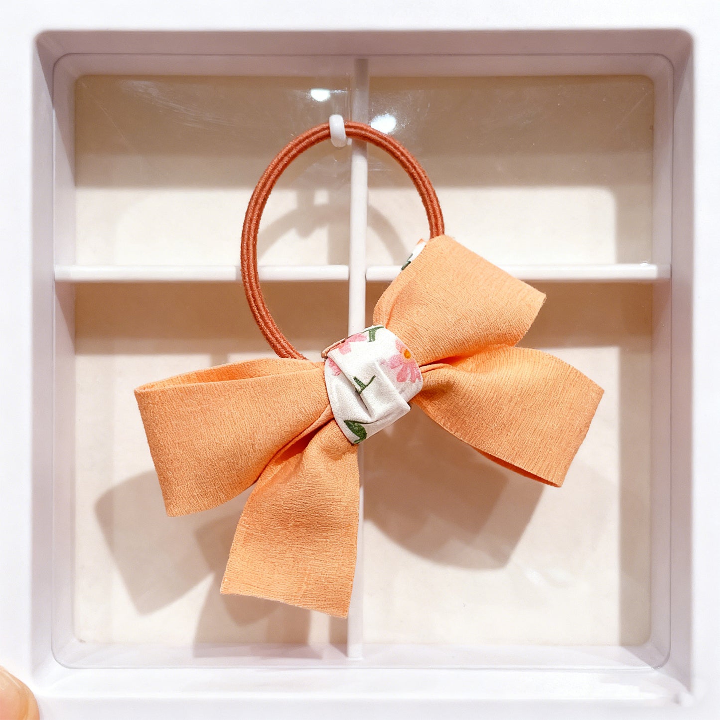 Orange Bow Hair Tie - Elegant Ribbon Hair Accessory