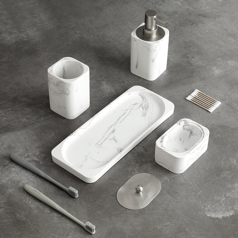 Nordic Style Resin Marble Bathroom 4-Piece Set with Storage Accessories