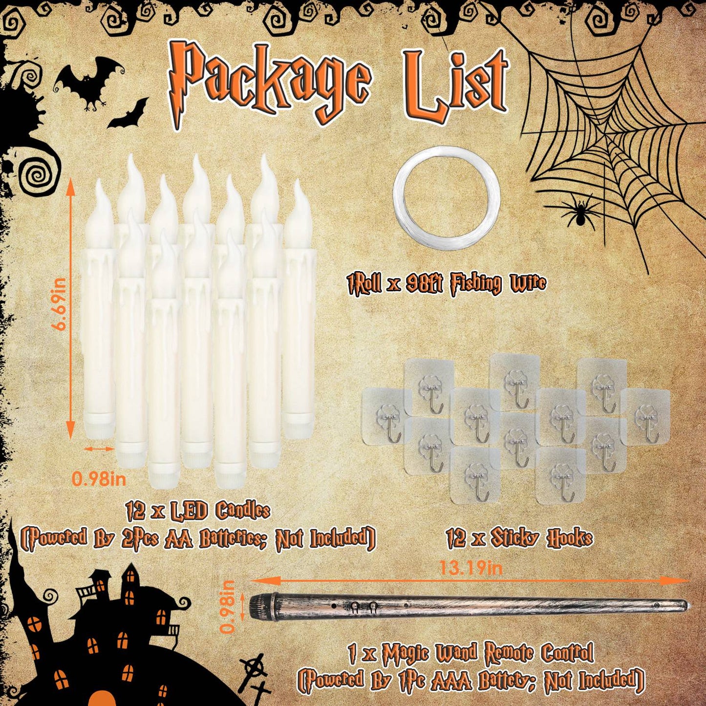 12-Piece Flameless Floating Candle Set with Magic Wand Remote