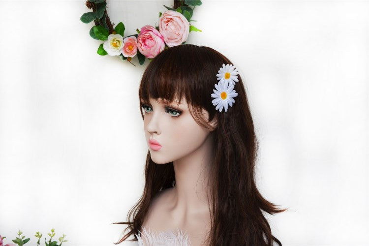 Large Daisy Flower Duckbill Hair Clips Set - Handmade Hair Accessories for Women