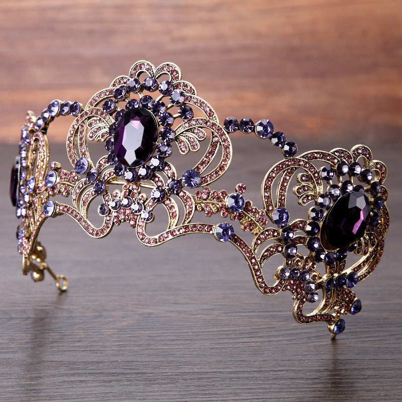 Amethyst Crystal Flower Alloy Headband - Purple