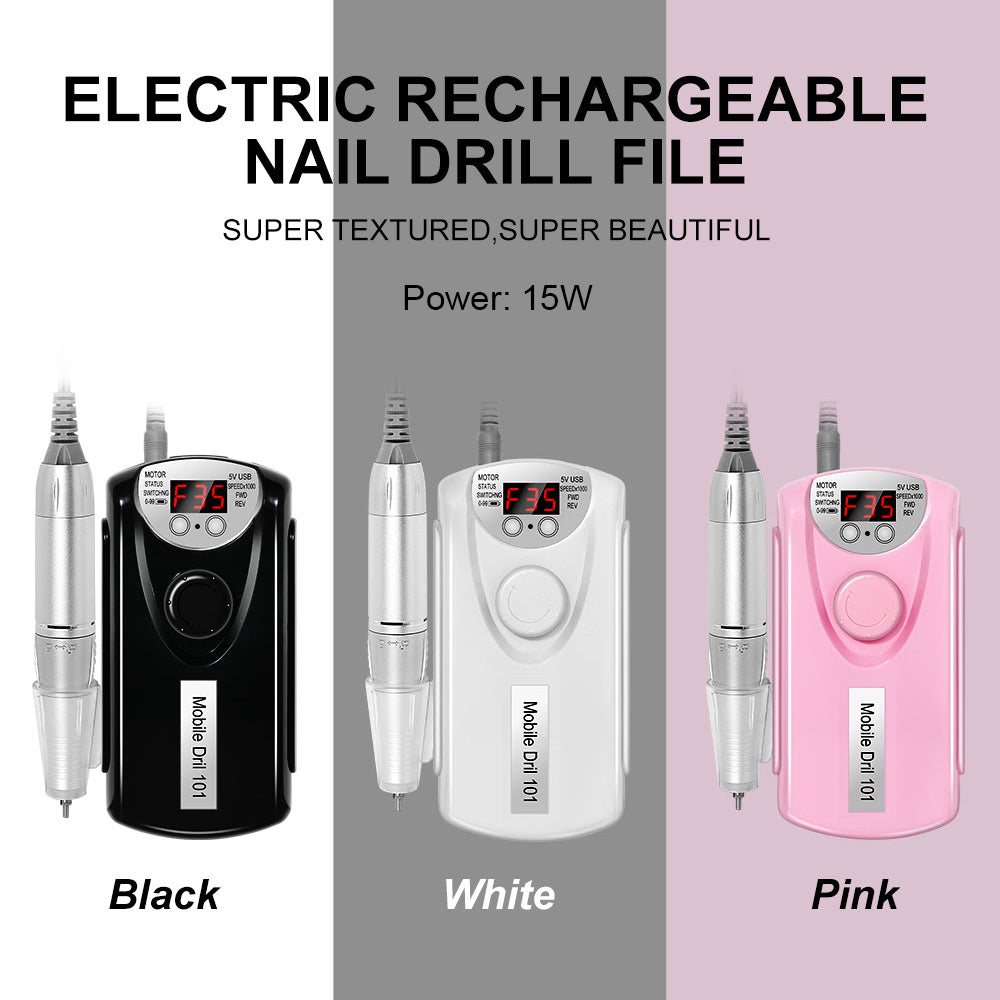 Professional 35000 RPM Rechargeable Electric Nail Drill Kit - Portable File