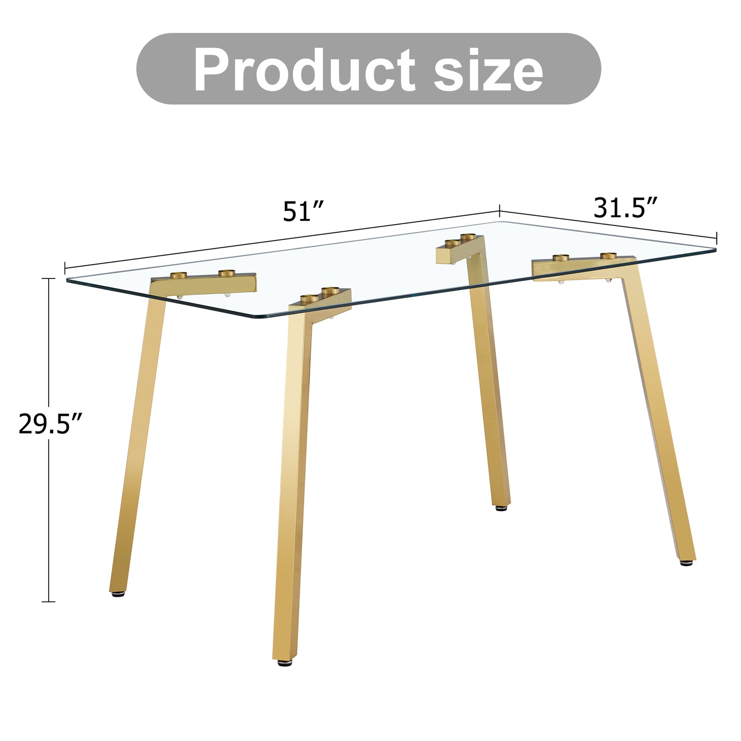 Modern Minimalist Style Rectangular Glass Dining Table With Tempered